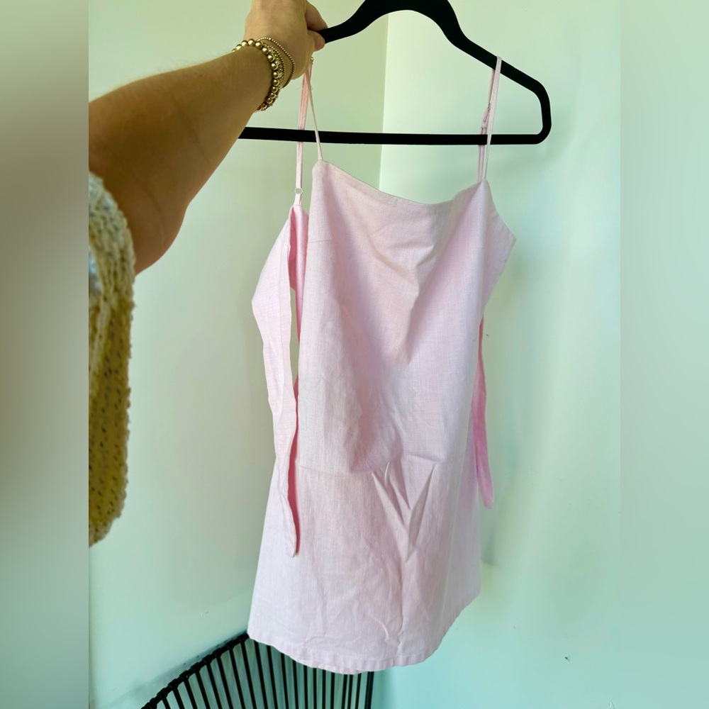 NEW pink linen mini dress